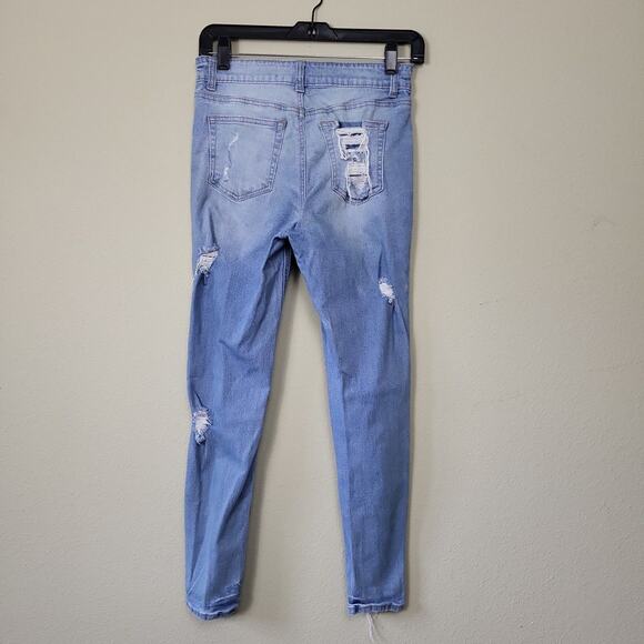 En Jean Womens Blue Mid Rise Distressed Med Wash Denim Skinny Jeans Size 3 - Picture 2 of 12